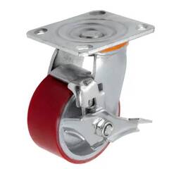 Большегрузная поворотная колесная опора с тормозом SCpb 100 (полиуретан)