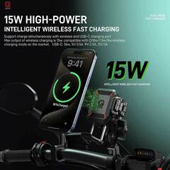 Держатель с демпфером для тлф на руль с беспроводной зарядкой