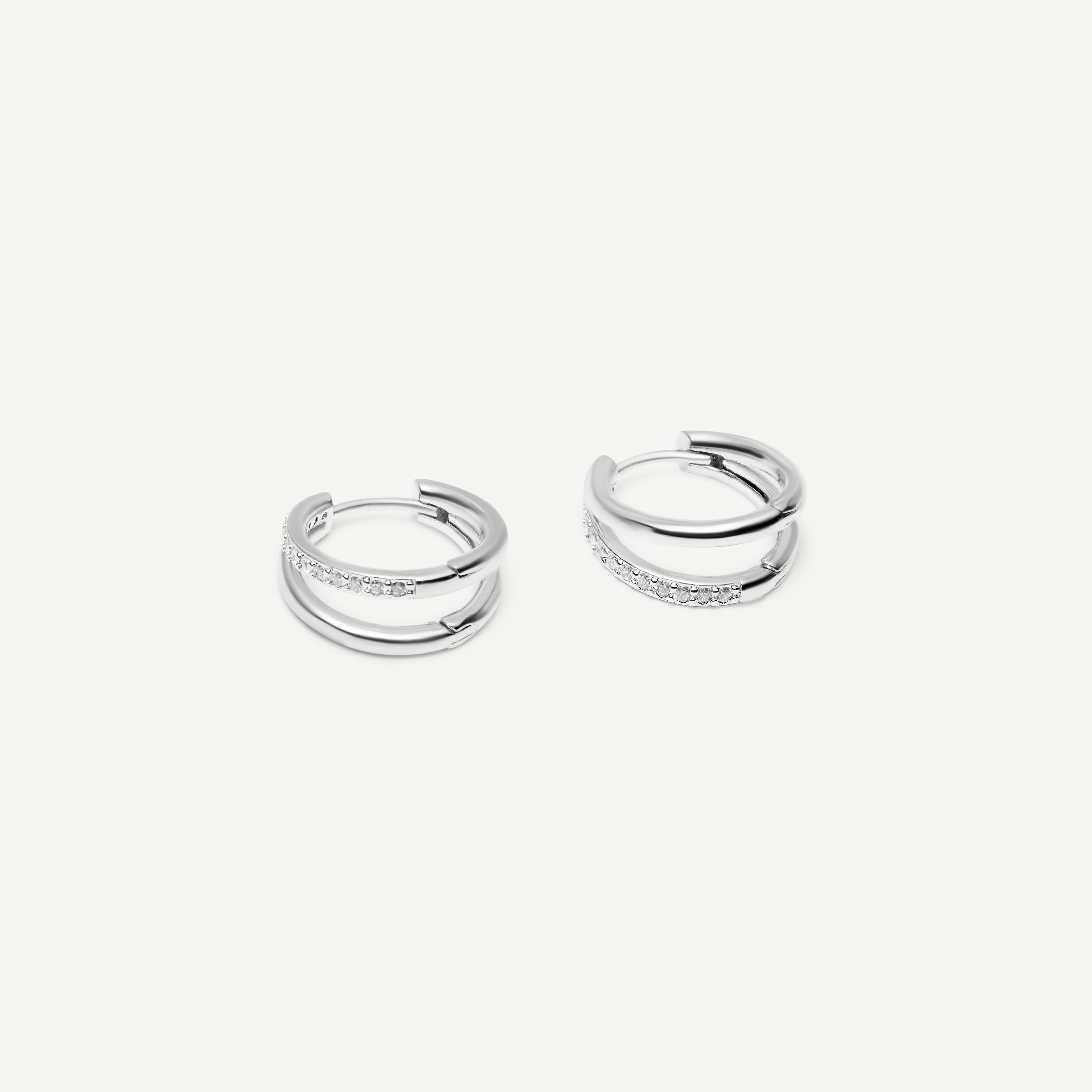 Серьги Double Hoops Earrings - Silver