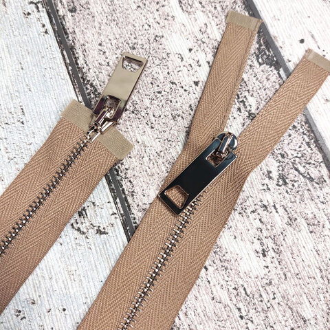 Молния разъемная металлическая с двумя замками RACCAGNI 75 см кэмел