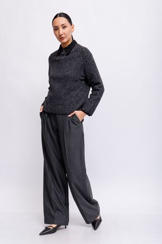 Marc Cain Свитер с альпакой и виргинской шерстью, украшенный камнями