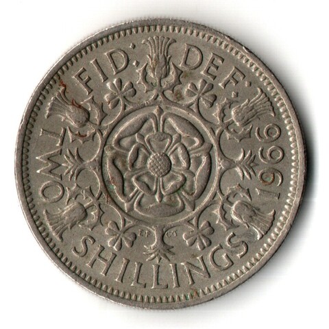 Великобритания 2 шиллинга (флорин) - 1966 год (тип 1954-1970) - Елизавета II