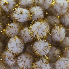 Sale Декоративное украшение Помпончики, 2 см, Белый/Золото с люрексом, 200 шт.