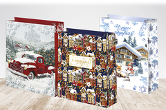 Пакет подарочный M вертикальный, С Новым годом, Снежная деревня, МИКС, 22*31*10 см (Д*В*Ш), 1 шт.