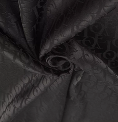 Атлас жаккард "Моар" буквы, 142 г/м2, ш. 150 см, черный