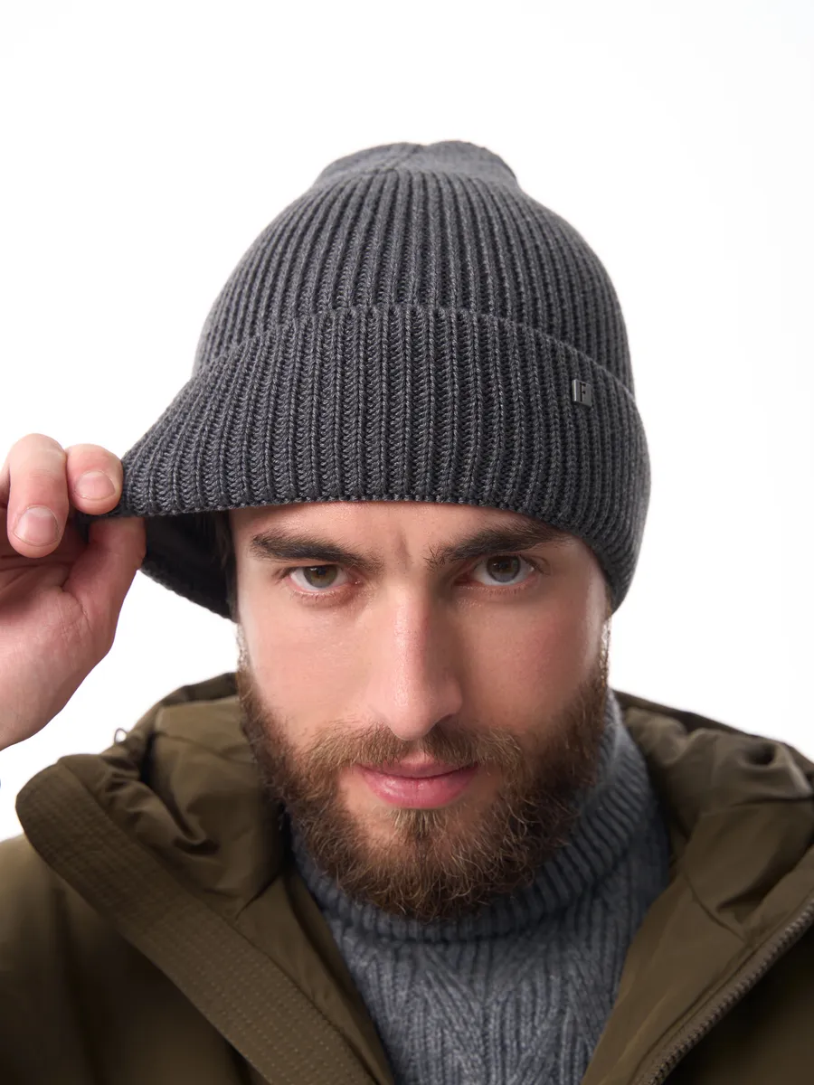 Шапка зимняя на флисе вязаная осень