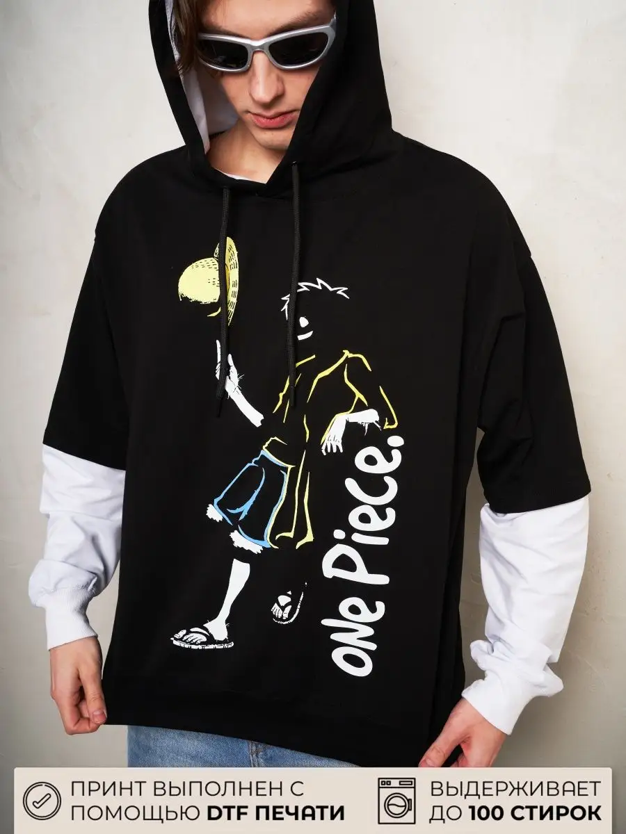 Худи женское мужское оверсайз с принтом аниме с капюшоном