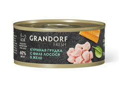 Влажный корм GRANDORF FRESH Chicken with salmon in jelly Консервы для кошек GRANDORF FRESH Куриная грудка с филе лосося в желе 6уп по 70гр
