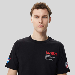 Футболка Alpha Industries Nasa Worm Logo Tee Black (Черная)