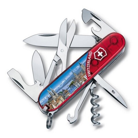 Складной нож Victorinox Climber Zurich из коллекции Piece of Switzerland (1.3703.TE5) 91 мм., 14 функций | Wenger-Victorinox.Ru