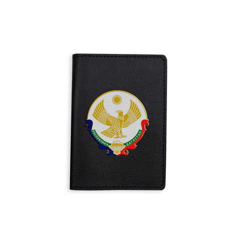 Обложка на паспорт "Герб Дагестана цветной", черная
