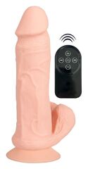 Телесный вибратор на присоске с пультом ДУ Bendable RC Vibrator with Balls - 20,8 см.