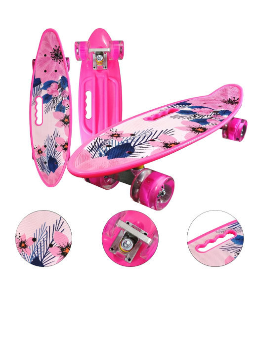 Скейтборд с ручкой и принтом колеса свет Цветы