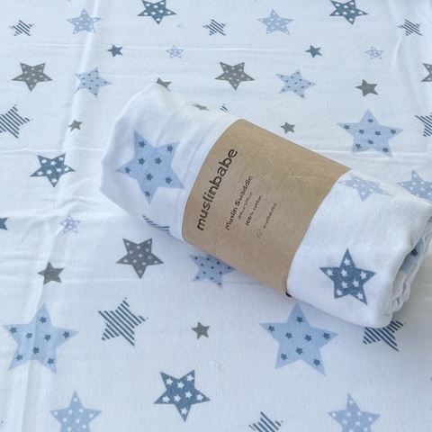Пеленка фланель "Звезды голубой"