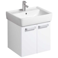 Шкафчик для раковины Geberit Renova Compact, двухдверный: B=53см, H=46.3см, T=47.8см, матовый белый / меламиновое покрытие, ультраглянцевые белые / пленочное покрытие фото
