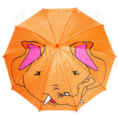 Детский зонтик оранжевый со слоником и ушками со свистком