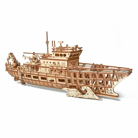 Яхта исследователя океана от Wood Trick - деревянный конструктор, 3D пазл, сборная модель, морское судно, корабль