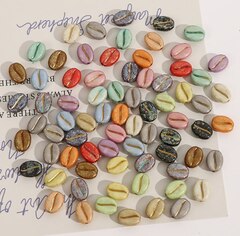 Подвеска Кофе зерно, персиковый, акрил, 10*8 мм, Ф069