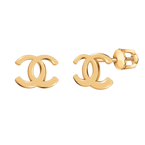 20834-Серьги-гвоздики  в форме логотипа  из золота 585 пробы