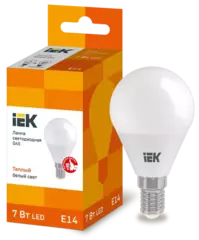 Лампа светодиодная ECO G45 шар 7Вт 230В 3000К Е14 IEK LLE-G45-7-230-30-E14