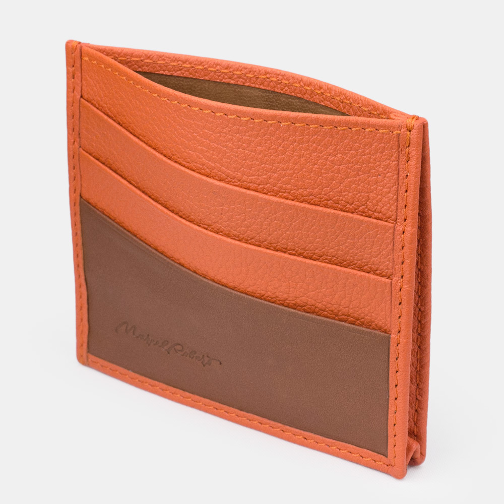 Кожаный картхолдер Carte+ Bicolor оранжевого цвета