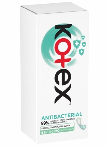 Прокладки ежедн KOTEX Antibacterial 20 шт РОССИЯ