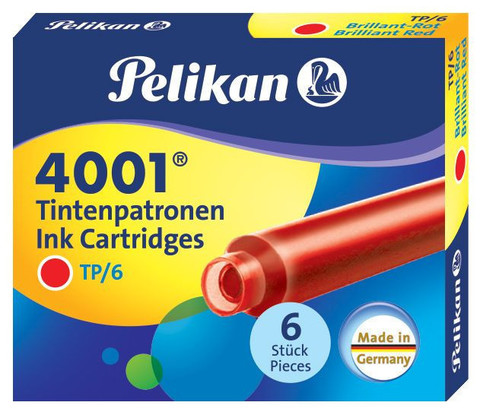 Картридж с чернилами Pelikan Ink 4001 TP/6, International Short, Brilliant Red (301192)