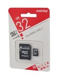 Карта памяти Micro-SD 32 GB  Smart Buy Class 10 с адаптером