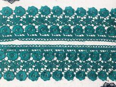 Кружево плетеное, ш. 7,8 см, тёмно-зелёный