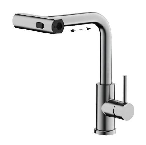 Смеситель для кухни BELZ B74811-1 выдвижной излив, нержавеющая сталь, хром