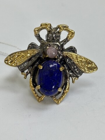 Жук-лазурит (кольцо из серебра с позолотой)