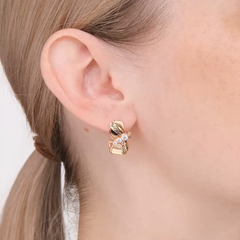 Серьги СТРЕКОЗЫ золота 585 пробы с эмалью и фианитами