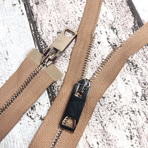 Молния разъемная металлическая с двумя замками RACCAGNI 75 см кэмел