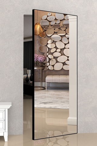 Межкомнатная дверь Zadoor FiloMuro ПГ Elen ALU Black с зеркалом