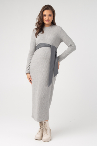 Платье для беременных 16270 серый меланж