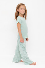 пижама  для девочки  К 1636/голубая дымка,двойная клетка