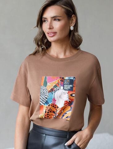 Футболка из премиального хлопка с авторским принтом  D49.989 (126428)