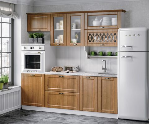 Кухня Милано 2,2м (490) Компоновка №3 (Орех, Белый (Антарес))