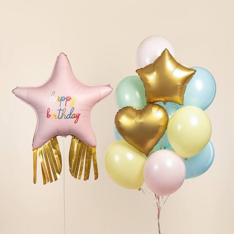 Сет гелиевых шаров Нежная звезда с бахромой