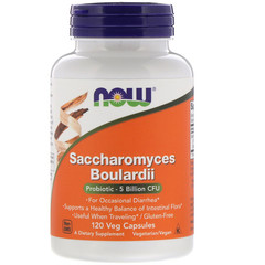 Now Foods, Сахаромицеты Буларди, 5 млрд КОЕ, 120 вегетарианских капсул