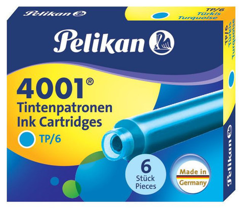 Картридж с чернилами Pelikan Ink 4001 TP/6, International Short, Turquoise (301705)