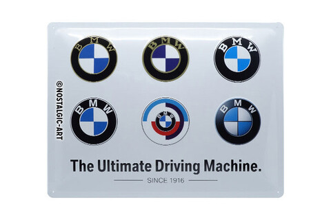 Metal sign »BMW Logo Evolution« 40 x 30 cm - Nostalgic Art