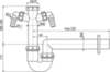 Сифон трубчатый с накидной гайкой 6/4" и двумя подводками, арт. A82-DN40 AlcaPlast