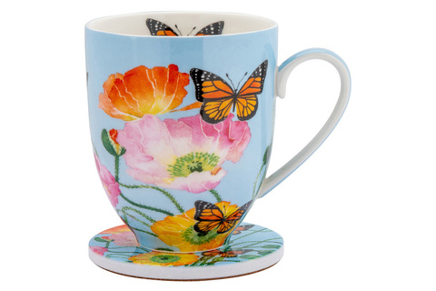 Кружка с подставкой 400мл Maxwell&Williams Маки