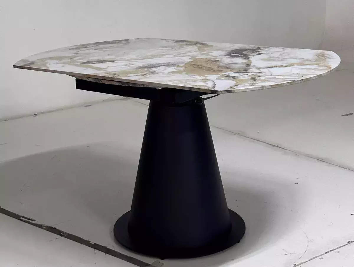 Стол TERAMO 135 GLOSS GRAND JADE SOLID CERAMIC, керамика, поворотн.механизм / Черный каркас, DISAUR