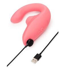 Розовый вибромассажер для двойной стимуляции Womanizer Blend - 