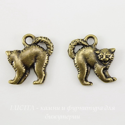 Подвеска TierraCast "Злой кот" (цвет-античная латунь) 19х18 мм