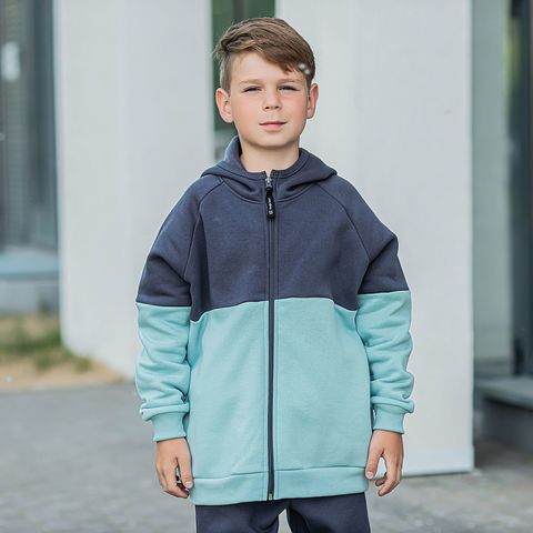 Color block warm sweatshirt for teens - Graphite/Sea Blue