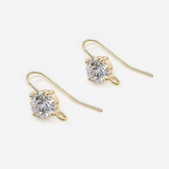 Швензы-крючки с акцентным фианитом, 9,5мм, позолота