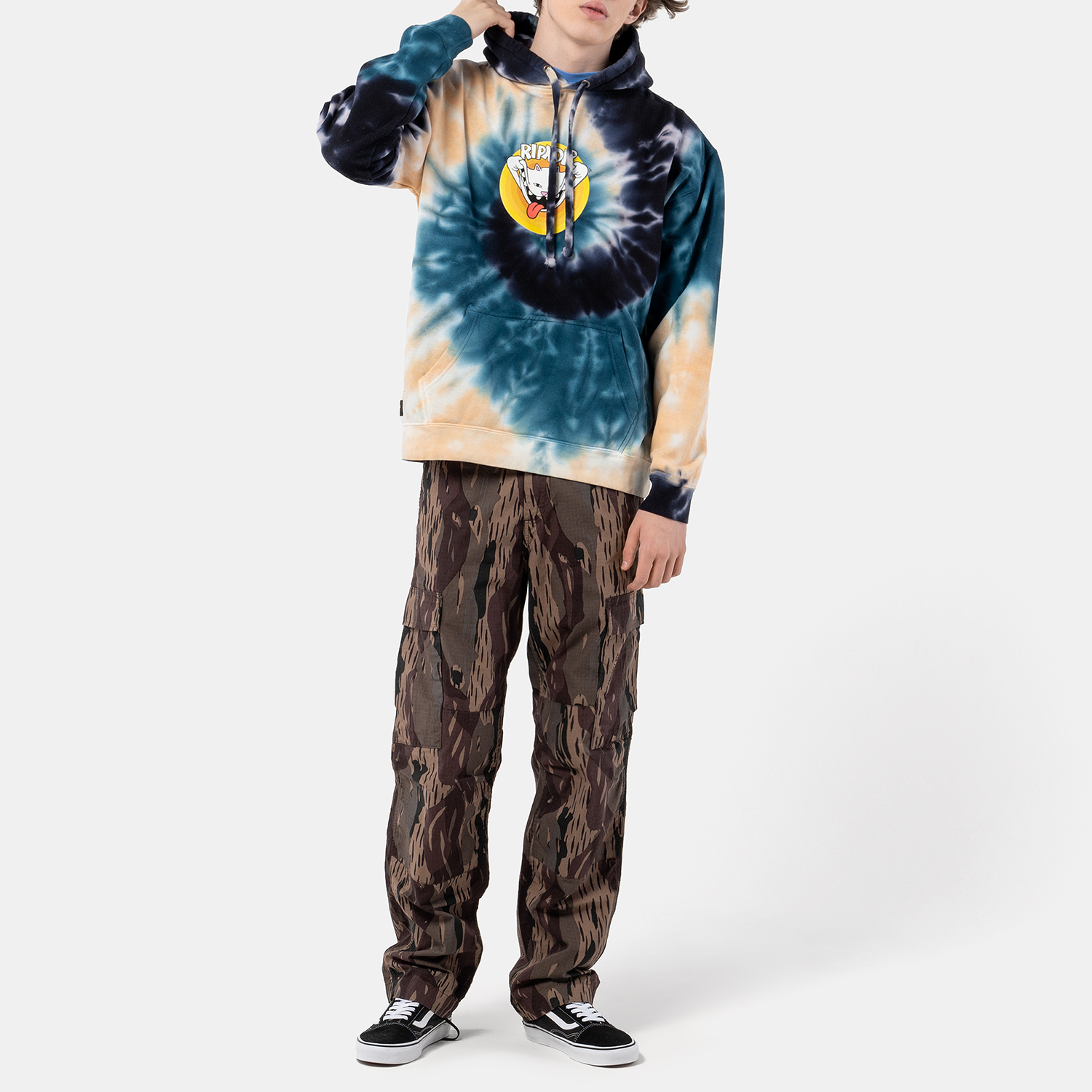 ripndip big smile hoodie navy peach spiral tie dye 10 100